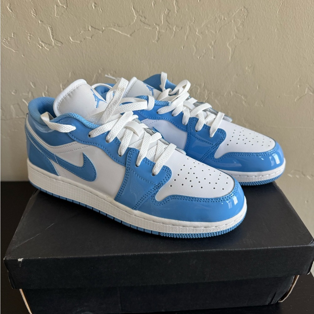 Jordan Low White and Light Blue Sneakers